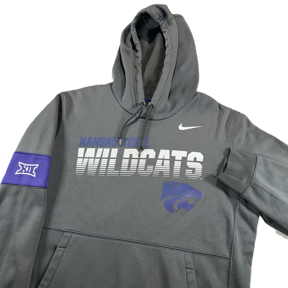 Nike Hoodie Mens Large Gray Kansas State Wildcats Big 12 Dri-FIT On-Field